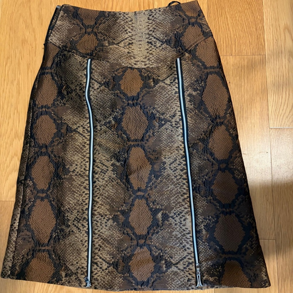 VIVIENNE HU Snakeskin Pattern Mob Wife Front Zipper Pencil Skirt Size 4